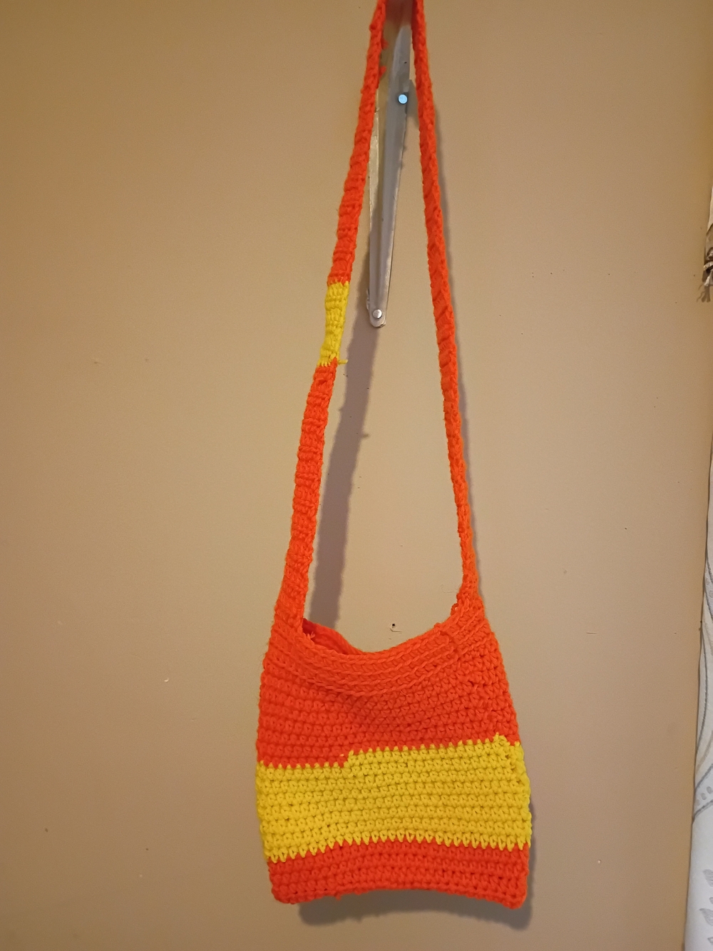 Handmade Orange and Yellow Crochet Crossbody Bag by